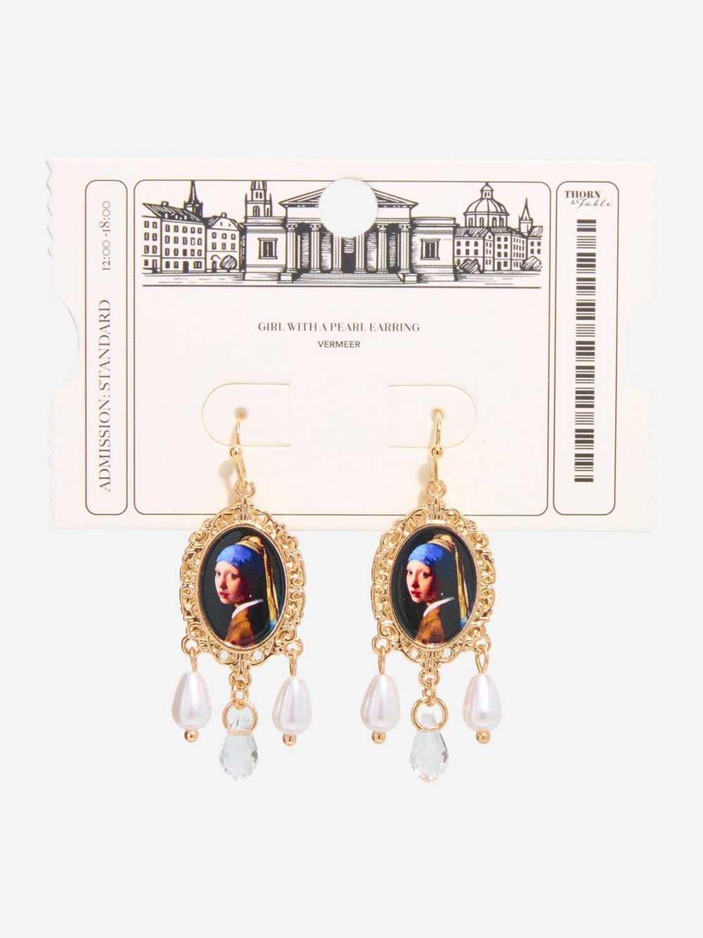 Thorn & Fable Girl with a Pearl Earring Dangle Earrings New #021